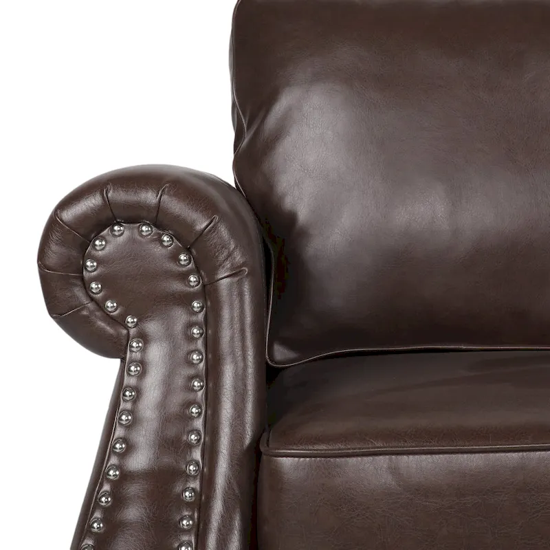 Lawton Faux Leather Loveseat with Nailhead Trim by Christopher Knight Home