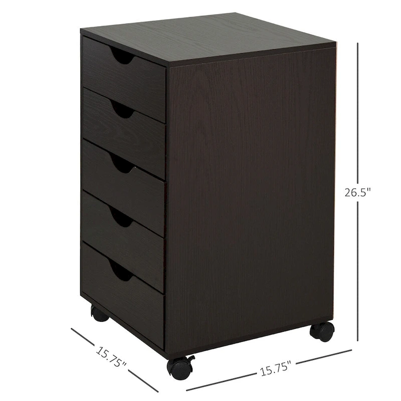 5 Drawer File Cabinet Storage Organizer Filing Cabinet with Wheels