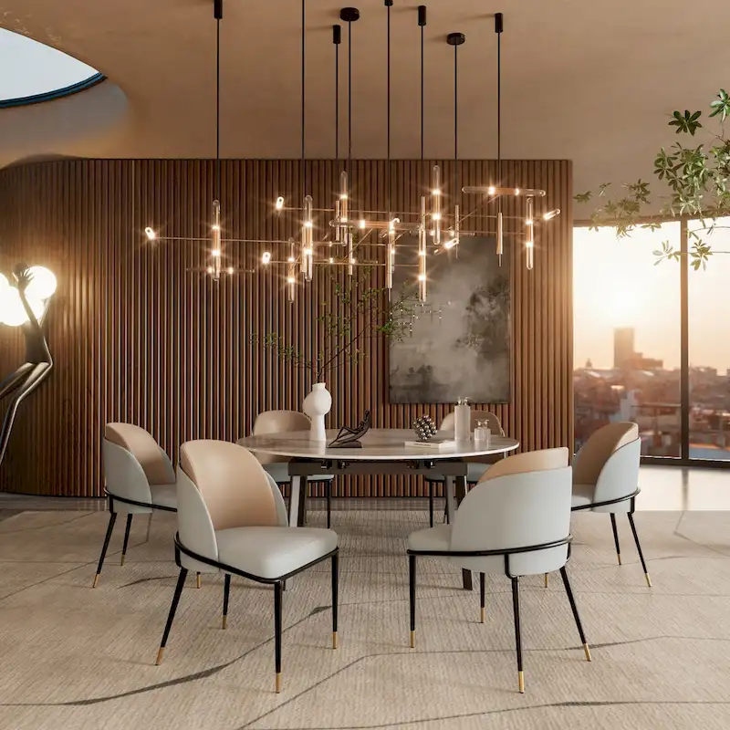 Set of 2 Microfiber Leather Upholstered Dining Chairs with Metal Legs - 20x21x32