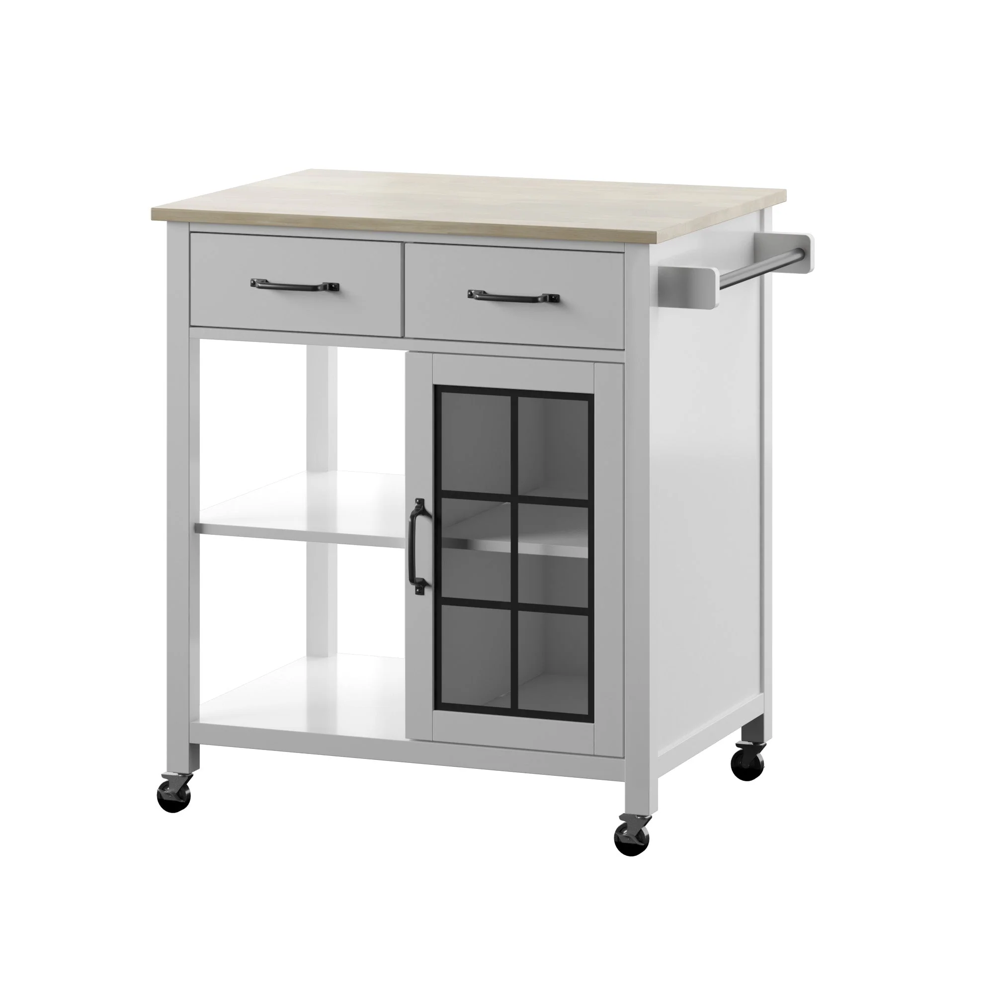 Compact Rolling Kitchen Island Cart with Storage