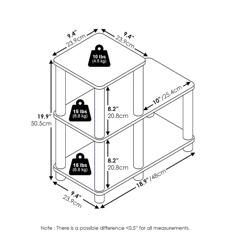 Furinno Turn-N-Tube No Tools 2-Tier Elevated TV Stands