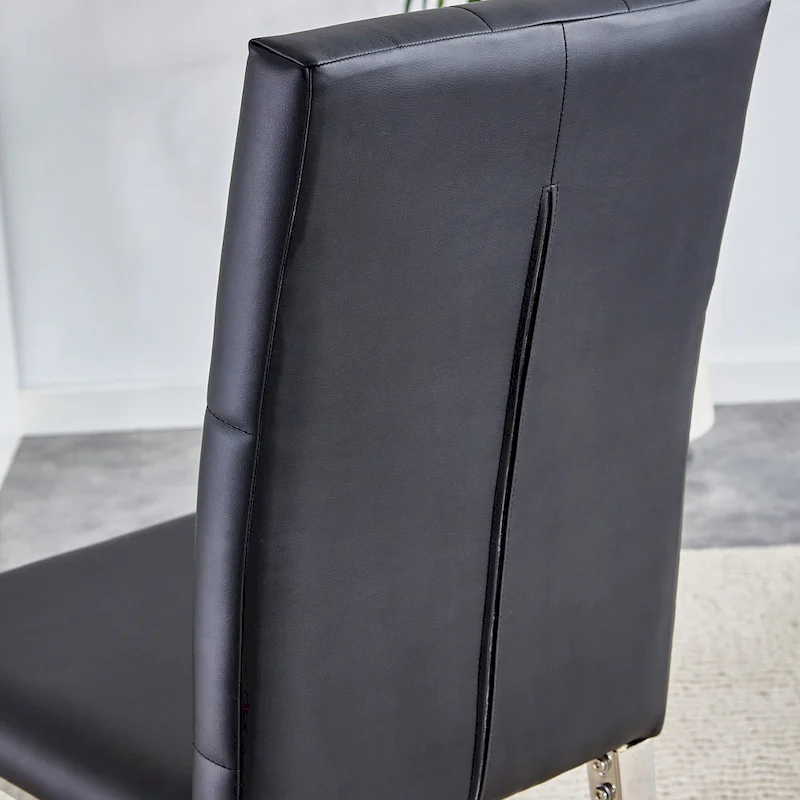 High Back Dining Chair Set of 4 Button Plaid Tufted Soft Cushion Side Chair Living Room Accent Chair Armless Chair