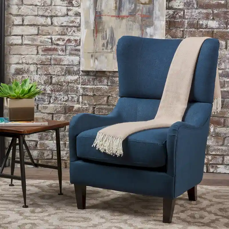 Navy Blue 27 High Back Accent Chair with Wing Back