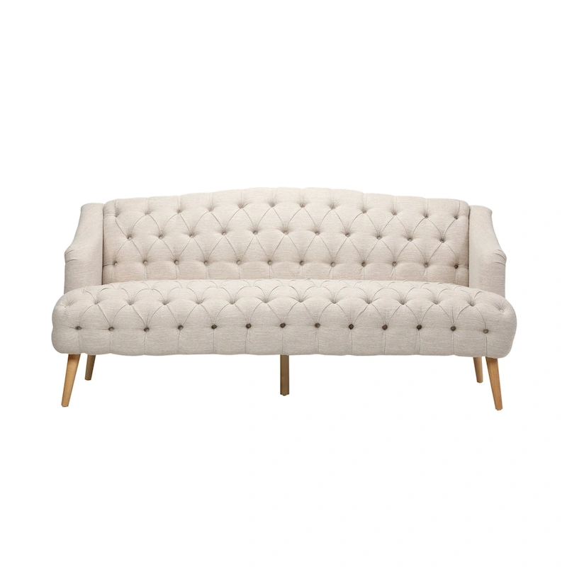 Modern 73.25 Button Tufted 3-Seater Sofa with Birch Legs