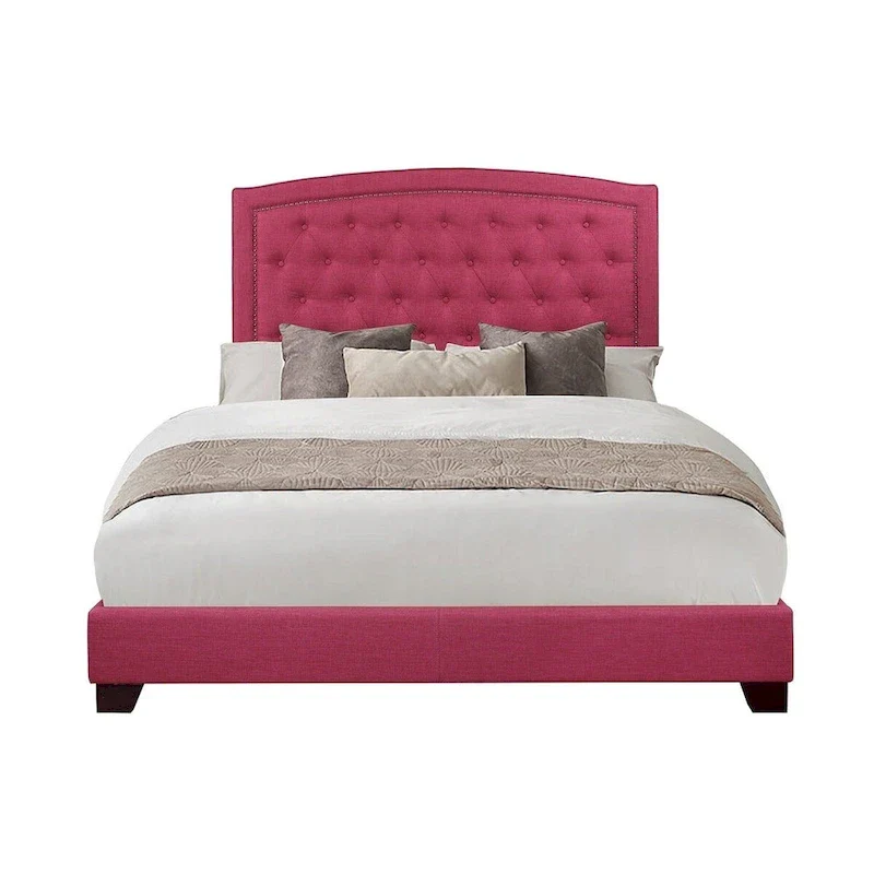Chase Pink Fabric Upholstered Tufted Bed