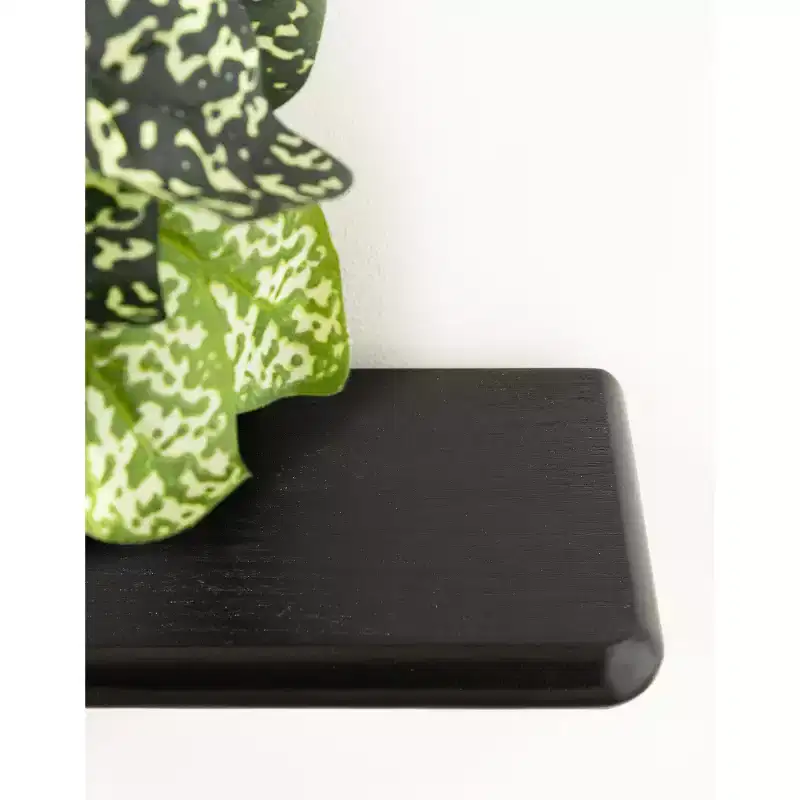 3-Tier Arched Floating Wall Shelf – Black Metal & Wood, 18x5.5x30 in