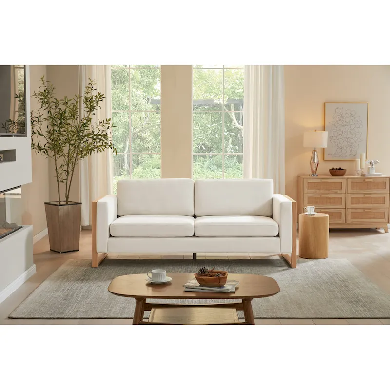 Christopher Knight Home - Lily Modern 79   3-Seater Sofa with Solid Wood Legs