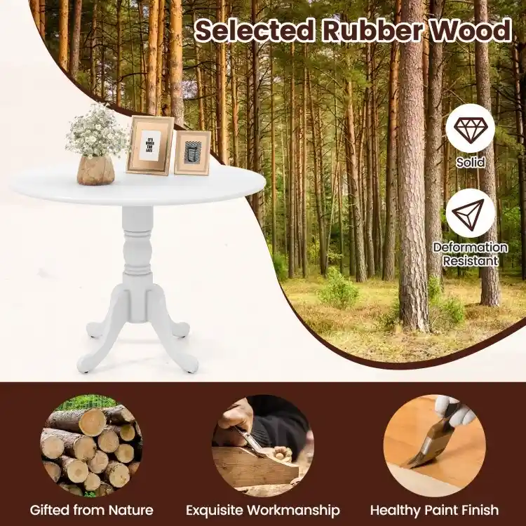 Wooden Dining Table with Round Tabletop and Curved Trestle Legs - 39.37 x 39.37 x 28.74