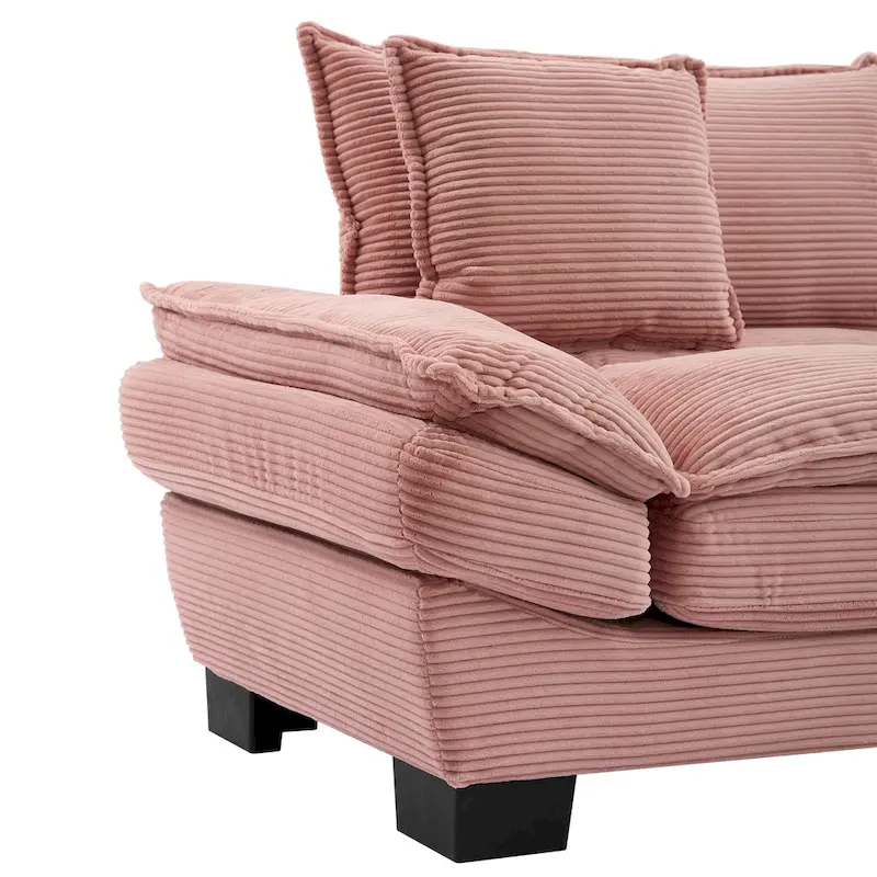 65.5 Upholstered 3-Seater Sofa Couch with Two Pillows and Sturdy Construction