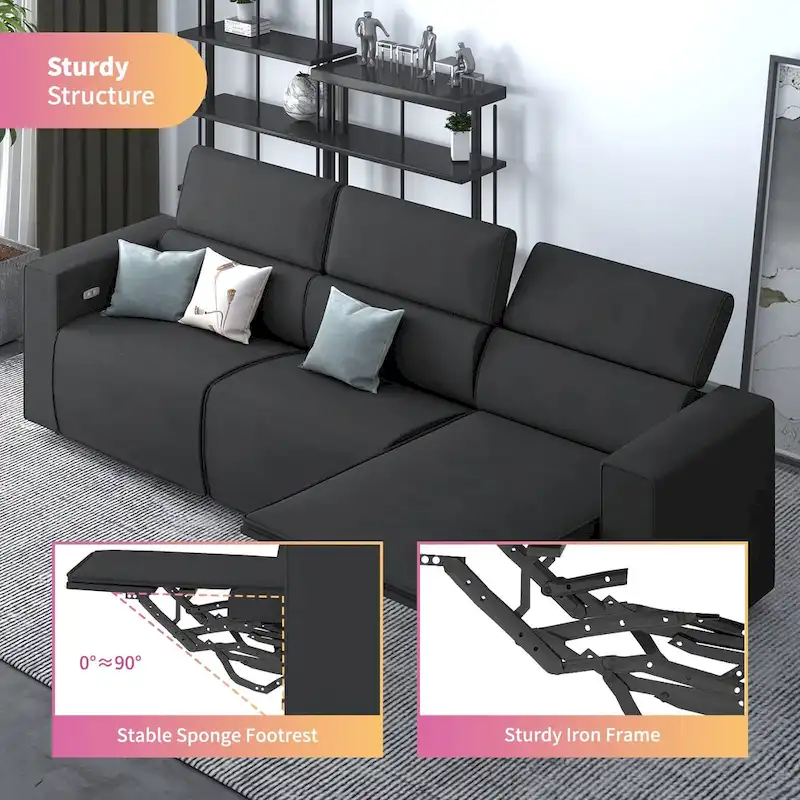 Mixoy Power Reclining Sofa, Faux Leather Electic Sofa Recliner,Theater Seating Furniture with USB Charging Station