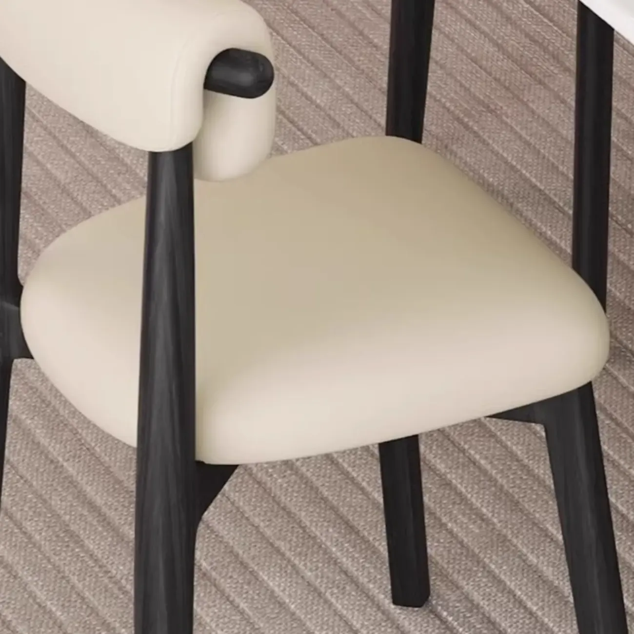 Elegant Low Back Upholstered Faux Leather Dining Chair