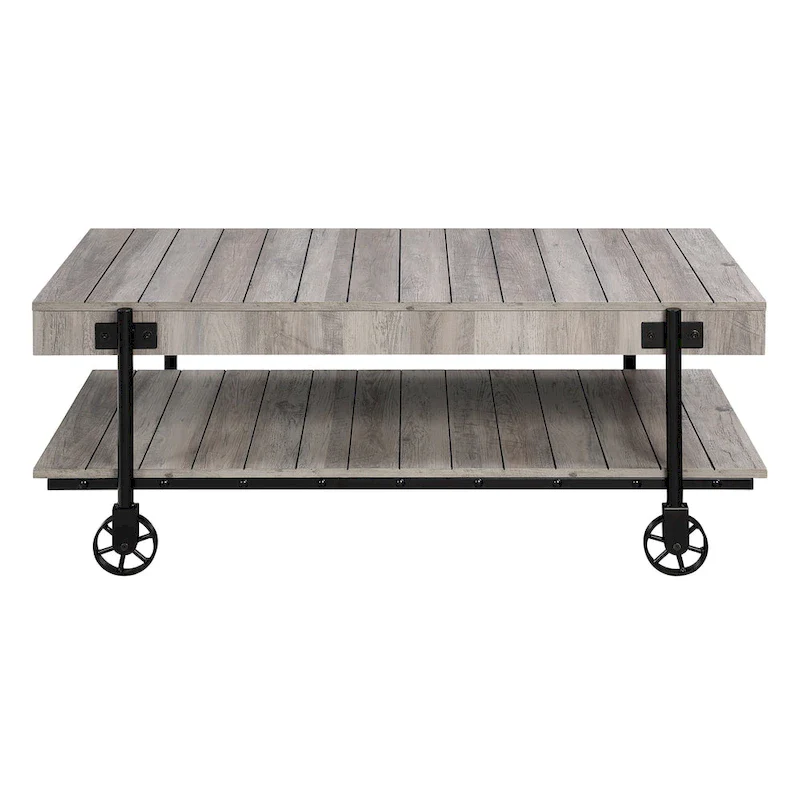 Farmhouse Steel 2-Piece Coffee Table Set with Shelf