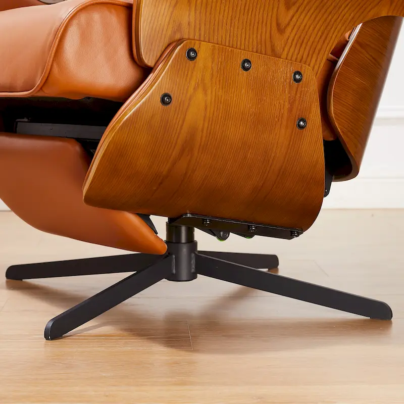 Art Leon Mid-century Modern Genuine Leather Lounge Chair Recliner