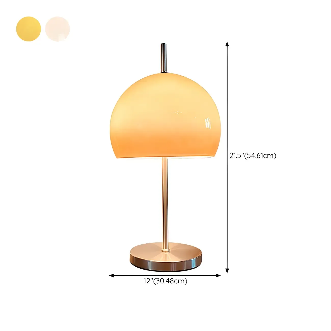 Caramel Gradient Glass Dome Table Lamp Stainless Steel Base