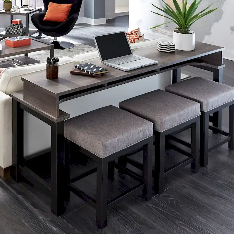 Tanners Creek Grey Console and Stools 4 Piece Bar Table Set