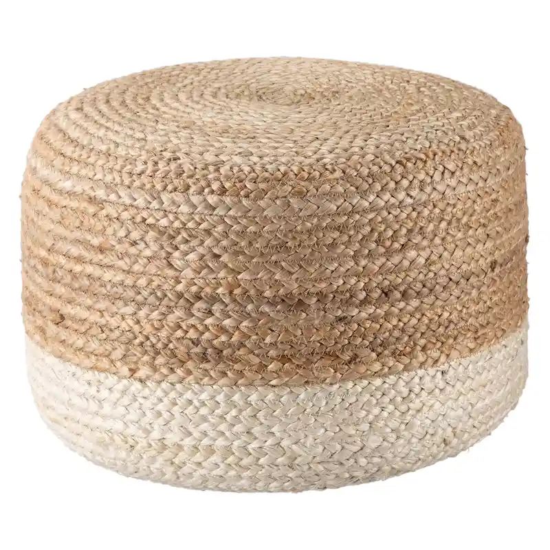 Juniper Home Saba Round Jute Pouf Ottoman/Foot Stool