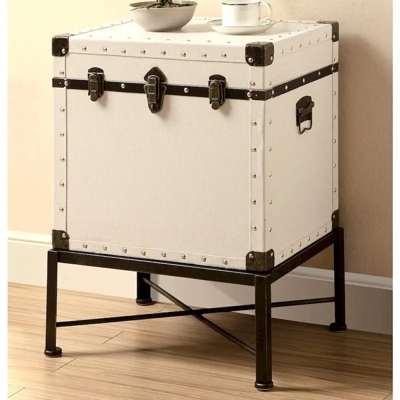 Trunk Style Accent Storage Table with Metal Frame