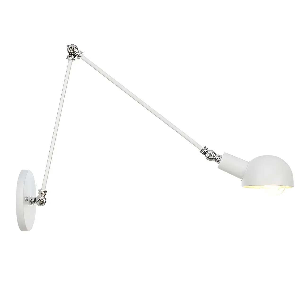 Gold and White Dome Swing Arm Wall Light