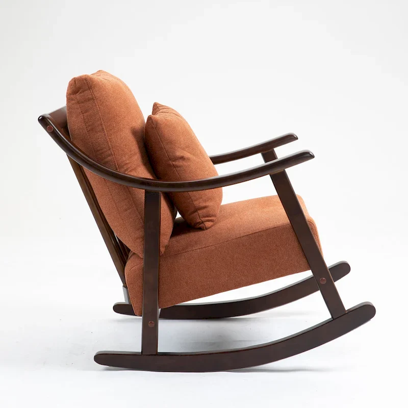 Linen Solid Wood Rocking Arm Chair