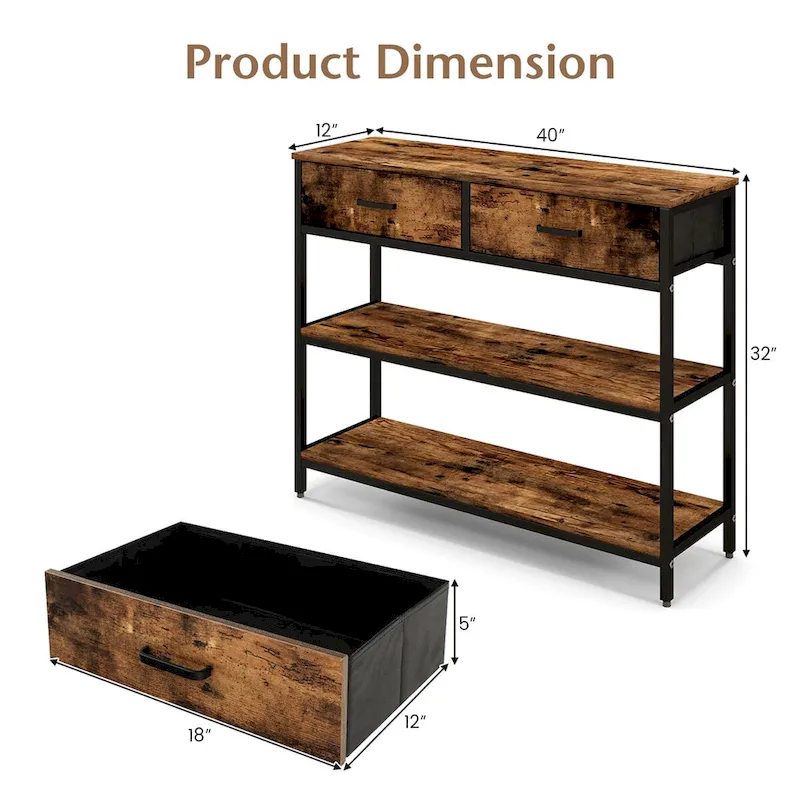 Costway Console Entryway Table Sofa Side Table with Folding Fabric