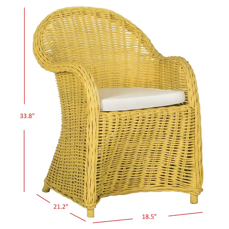 SAFAVIEH Sinja Yellow Rattan Club Chair - 24  x 26  x 35  - 24Wx26Dx35H