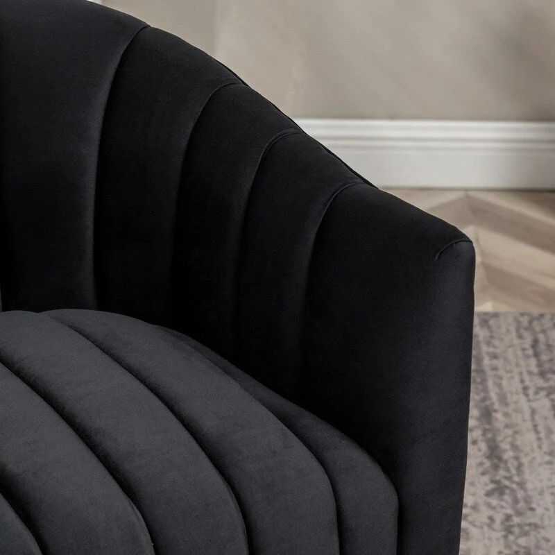SEYNAR Modern Glam Velvet Upholstered Round 360 Degree Swivel Accent Barrel Chair Set of 2