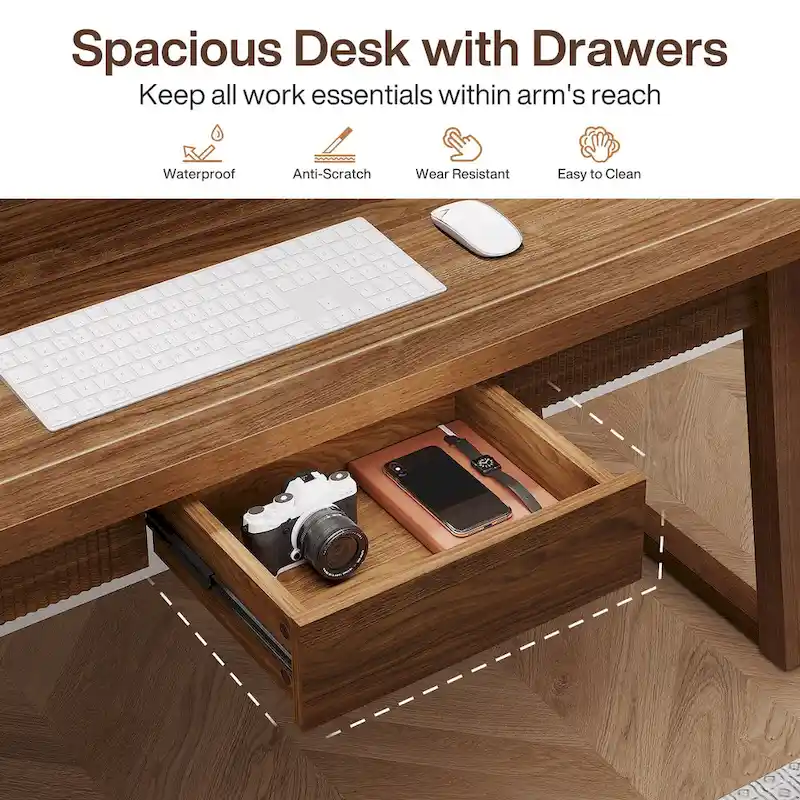 Home Office Executive Desk Solid Wood Computer Desk with Drawer