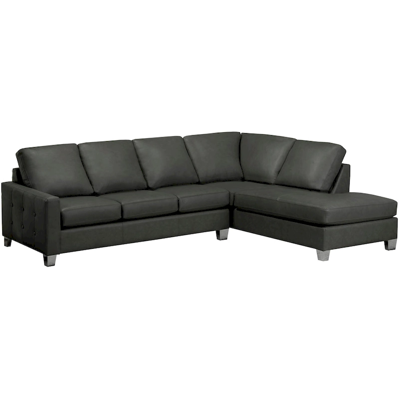 Dean Top Grain Italian Leather Tufted Sectional Sofa - 107 x 85 x 35 x 34