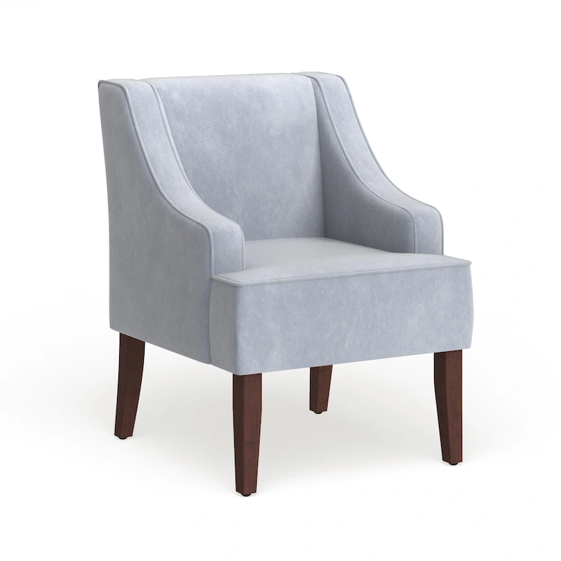 Porch & Den Lyric Dove Grey Velvet Swoop Arm Accent Chair