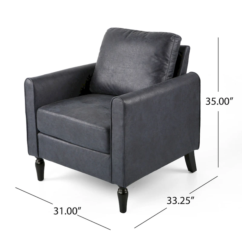 Modern 31 Microfiber Club Chair with Tapered Legs and Thick Seat Cushions