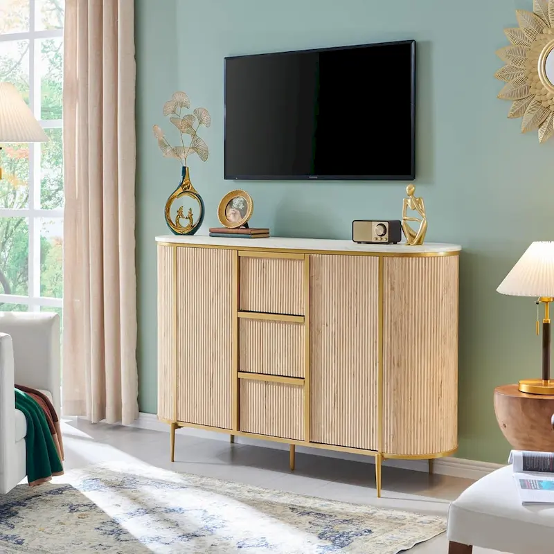 54  Modern Fluted Buffet Cabinet, Buffet Table, Coffee/Wine Bar