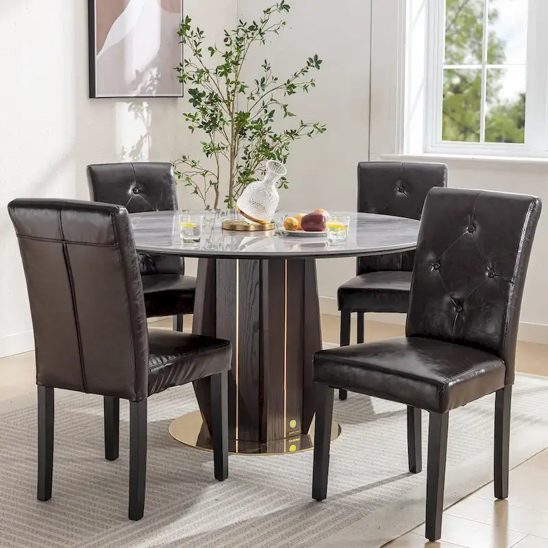 Javlergo Upholstered Dining Chairs Set of 4, Fabric or Faux Leather Dining Room Chair with Metal Legs