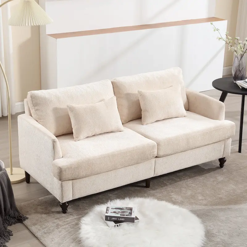 HOMEFUN Modern chenille Fabric Loveseat,2-Seat Upholstered Loveseat Sofa Modern Couch