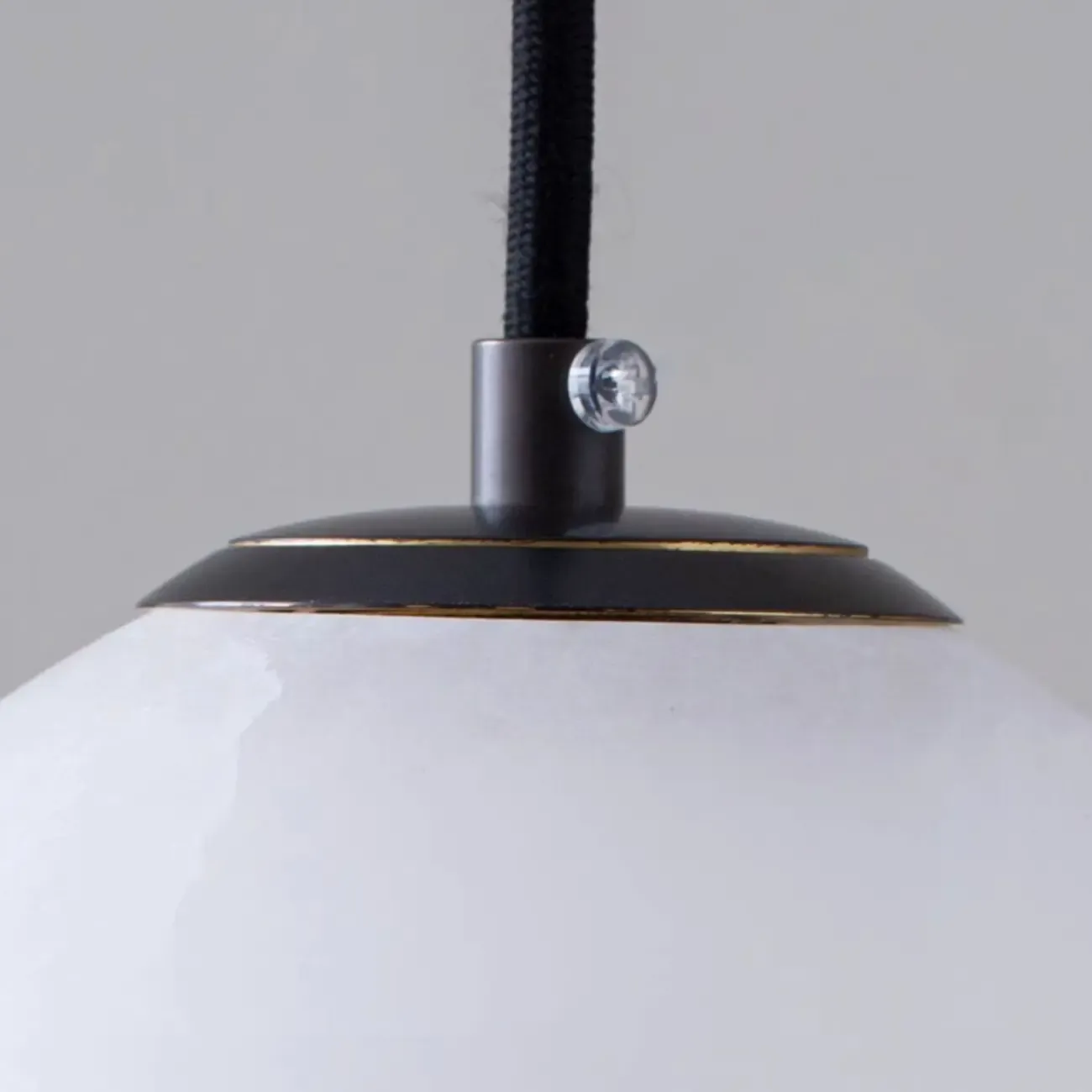 Modern Stone Globe Pendant Light Black Metal Hanging