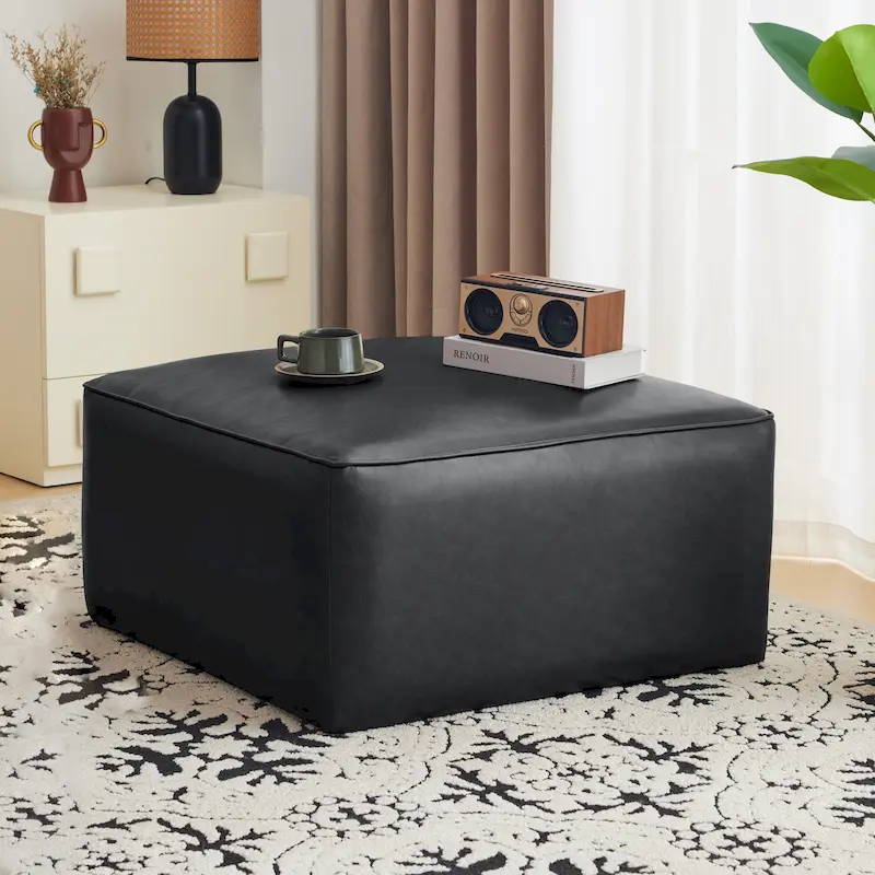 Christopher Knight Home - Yzabella Faux Leather Square Ottoman