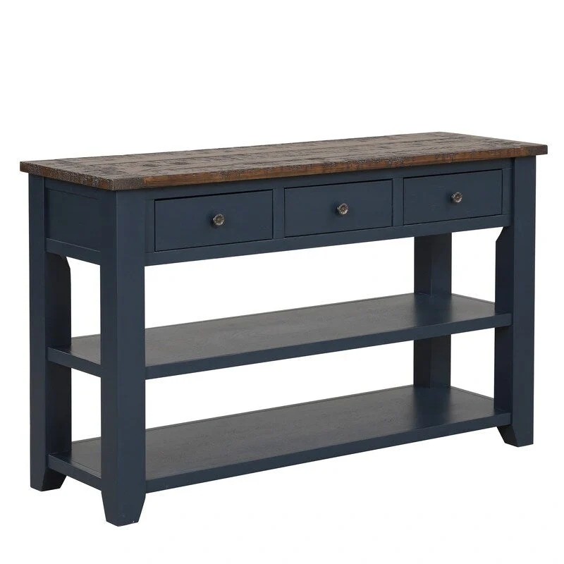 Console Table with 3 Drawers and 2 Open Shelves
