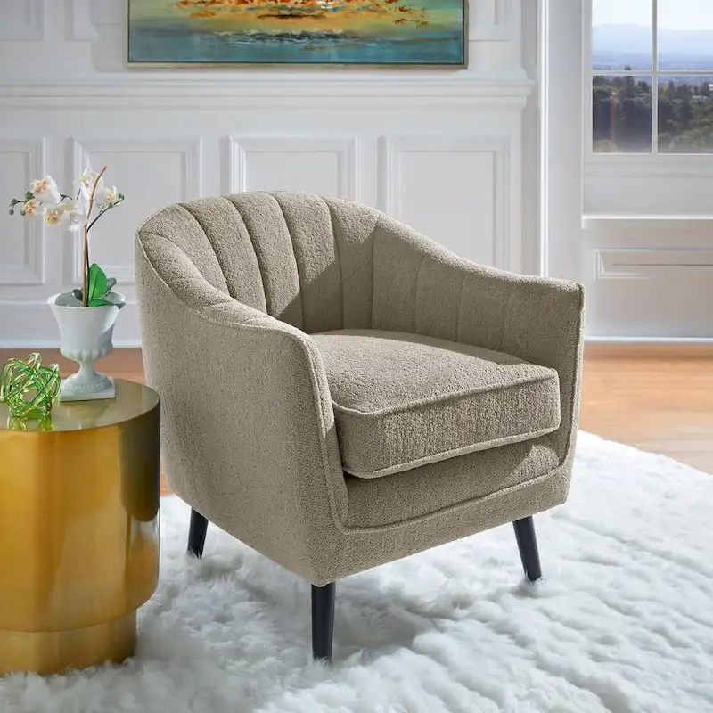 Mid-Century Channel-Tufted Accent Chair with Removable Cushion Cover
