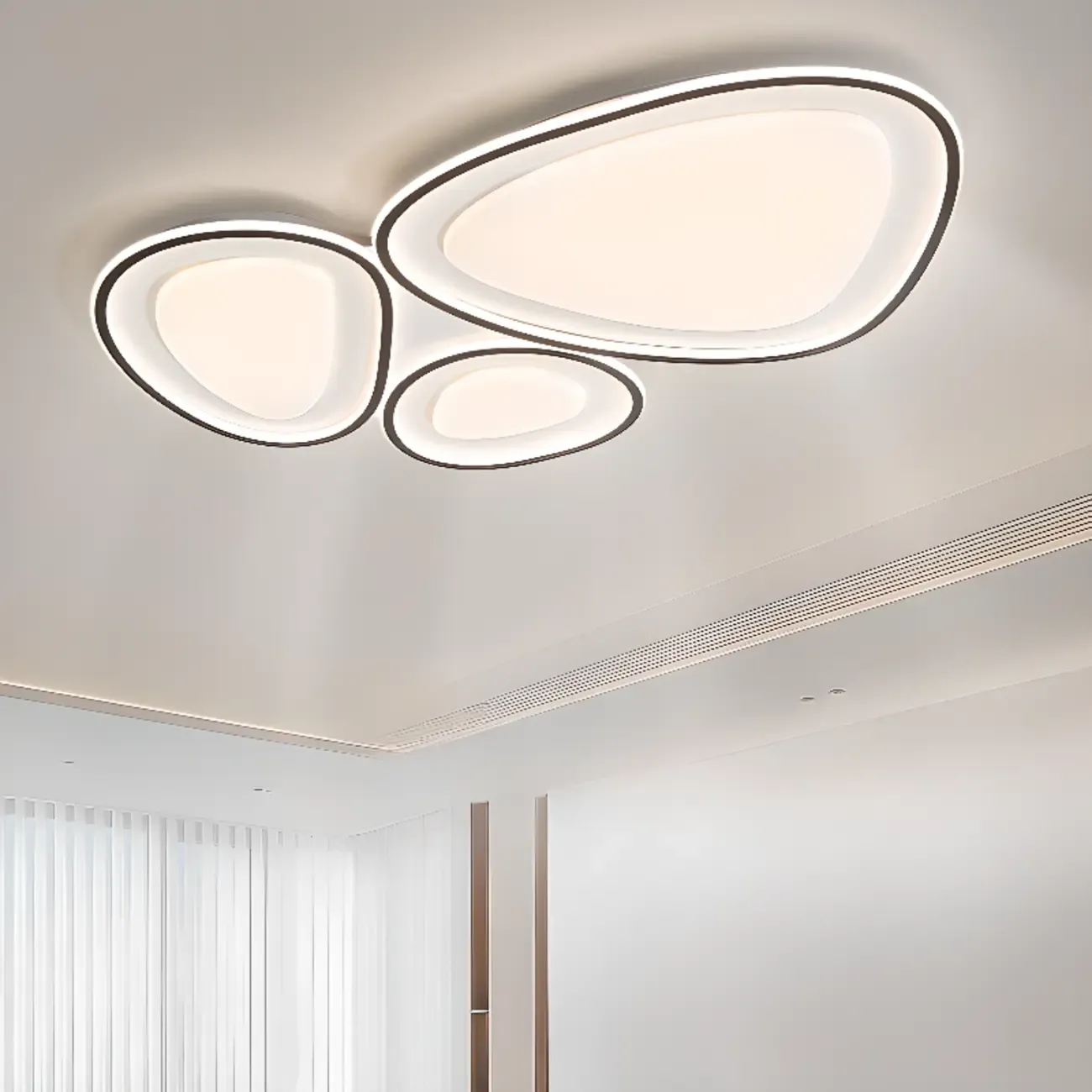 Modern Black-White Flush Ceiling Light with 3 Gear Dimming