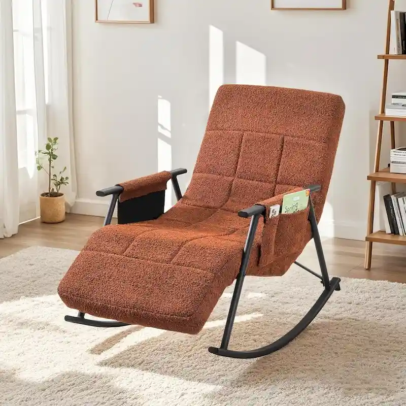 Adjustable Rocking Chair, Nursery Glider Chair with Adjustable High Back and Foot Rest