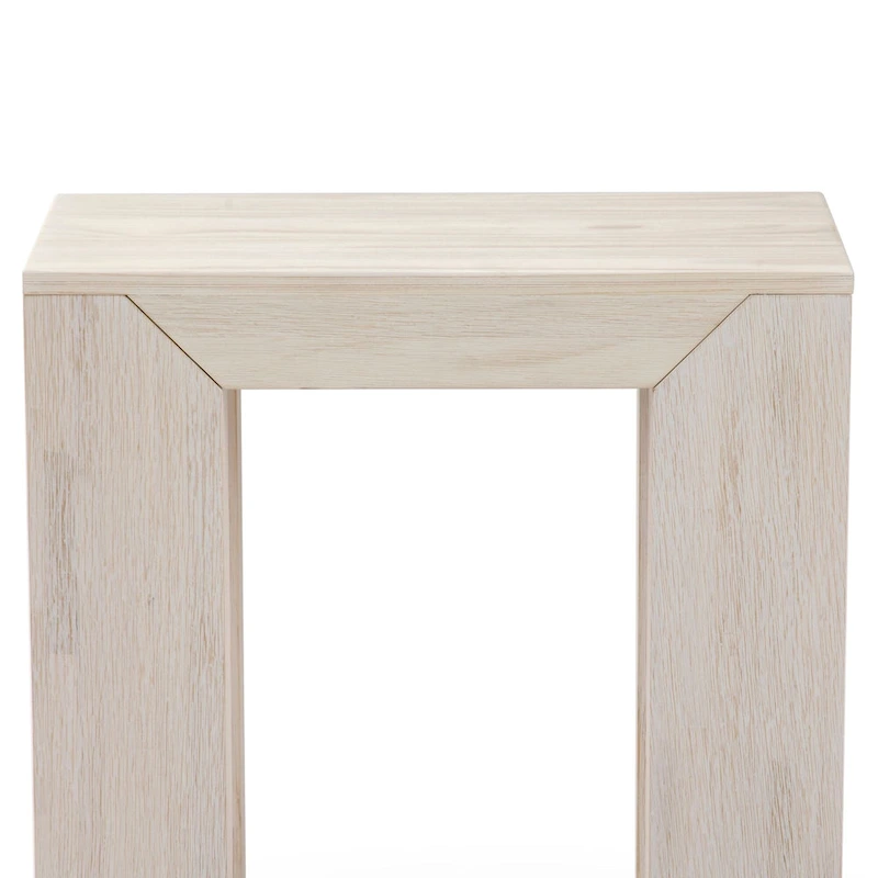Plank and Beam Modern Rectangular Side Table with Shelf
