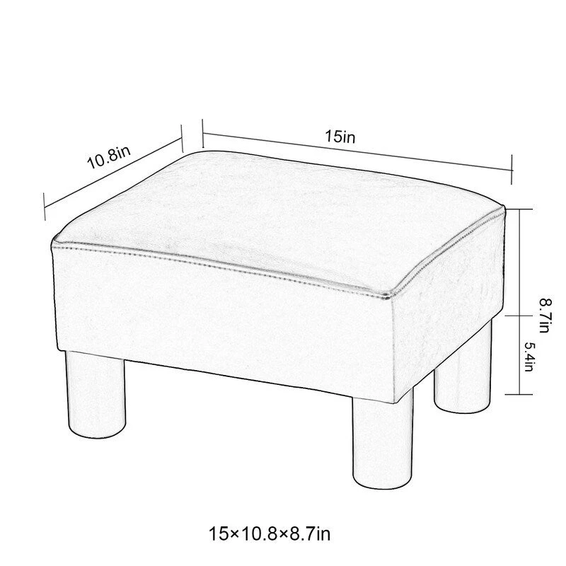 Adeco Faux Leather Ottoman Foot Rest Stool Square Padded Seat Ottoman