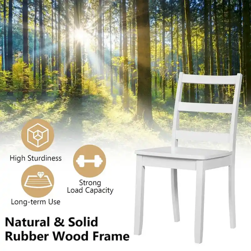 Costway 5 PCS Dining Set Modern Rectangle Table & 4 Rubber Wood Chairs