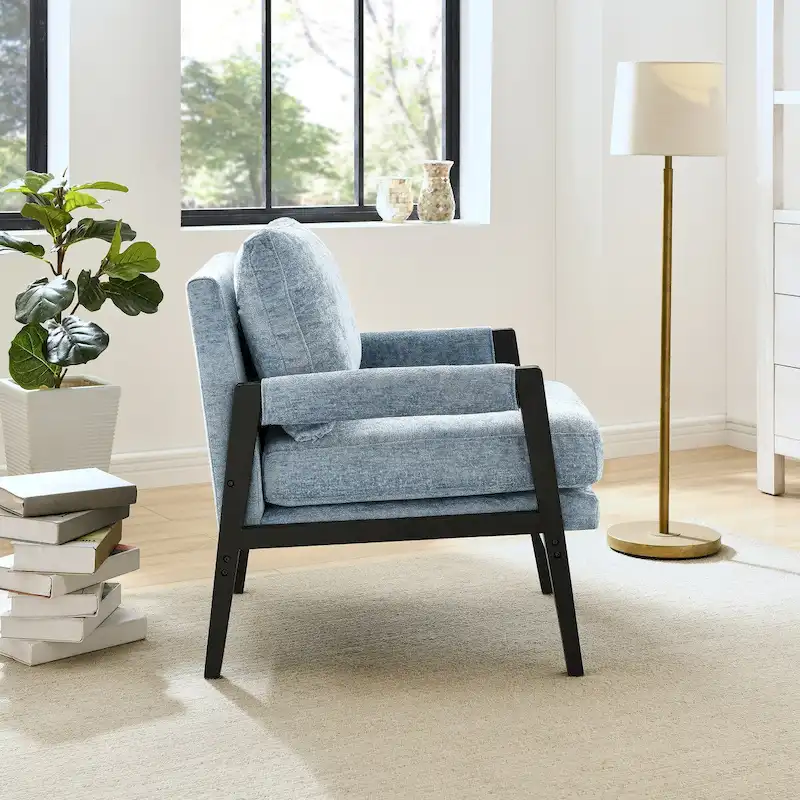 Roundhill Furniture Kelly Mid-Century Modern Chenille Upholstered Accent Armchair