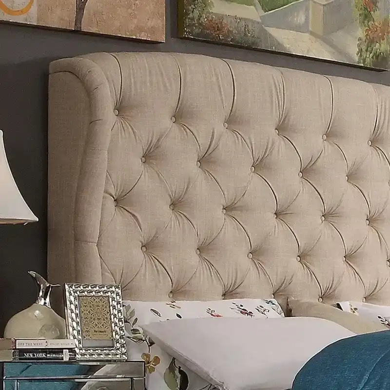 Moser Bay Furniture Feliciti Tufted with Wings Upholstery Headboard, Queen Size, Grey
