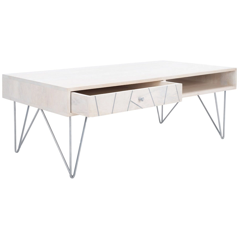 SAFAVIEH Nilgun 1-Drawer 1-Shelf Living Room Coffee Table - 43 W x 21.6 L x 16 H - 43Wx22Dx16H
