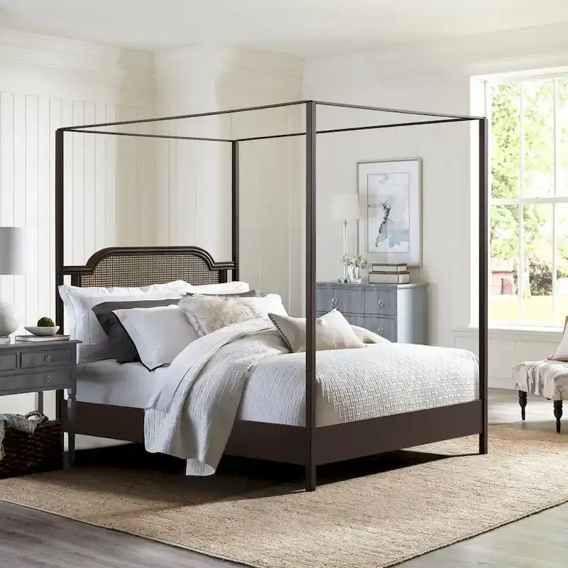 Hillsdale Furniture Melanie Wood and Metal Canopy Bed, Oiled Bronze