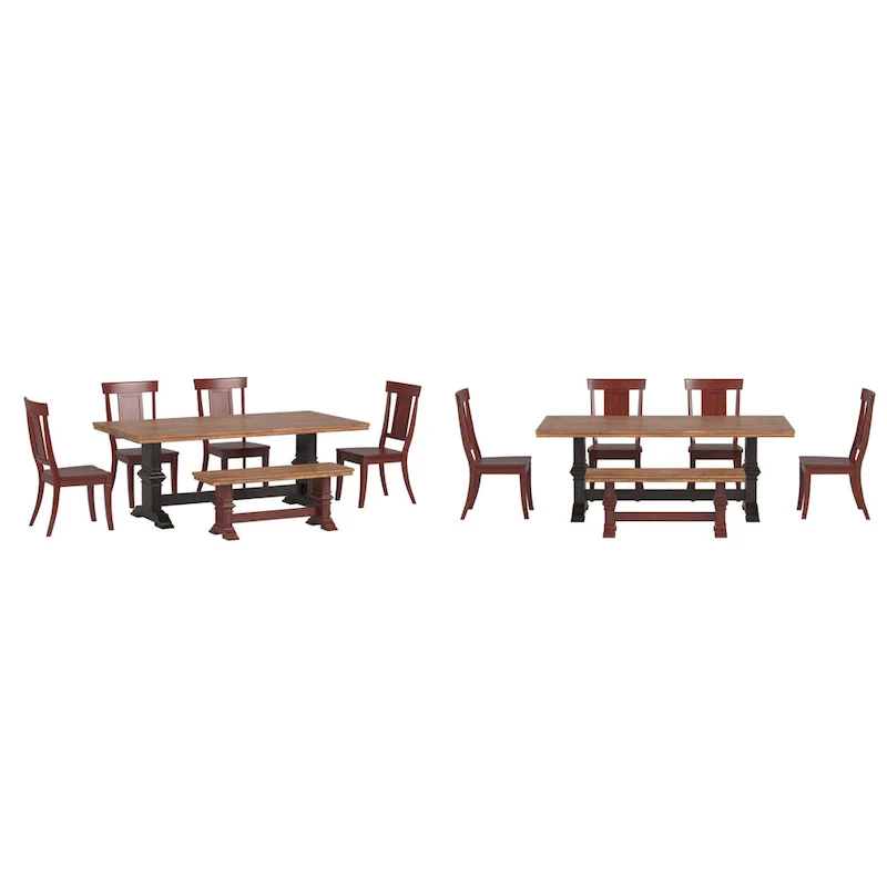 Ronda 78.7 Rectangular Solid Wood Top Dining Set with Panel Back Chairs