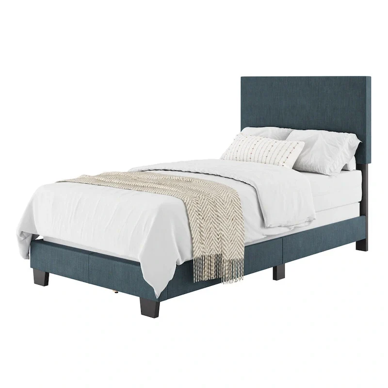 Modern Single/Twin Upholstered Bed with Padded Headboard - Box Spring Required