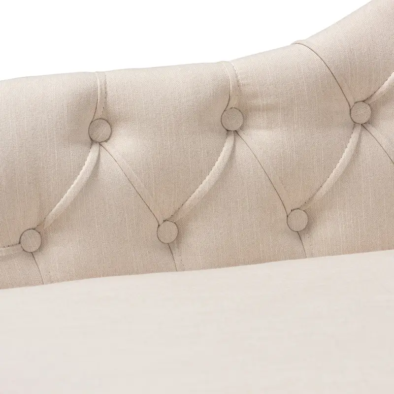 Baxton Studio Emeline Fabric Upholstered Oak Finished Wood Chaise Lounge