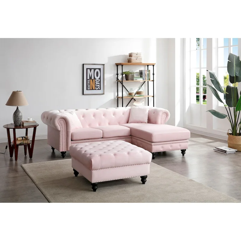 Nola Velvet Sofa with Chaise